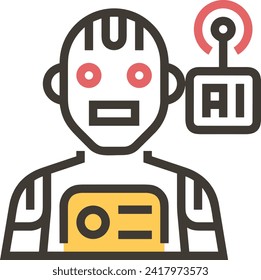 Icono de tecnología de inteligencia artificial símbolo de imagen vectorial. Ilustración de la inteligencia artificial información futurista del software de aprendizaje humano diseño de imagen