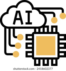 Artificial intelligence technology icon symbol vector image. Illustration of artificial intelligence futuristic information human learning software design image