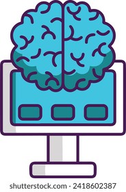 Artificial intelligence technology icon symbol vector image. Illustration of artificial intelligence futuristic information human learning software design image