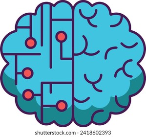 Icono de tecnología de inteligencia artificial símbolo de imagen vectorial. Ilustración de la inteligencia artificial información futurista del software de aprendizaje humano diseño de imagen