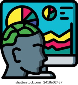 Artificial intelligence technology icon symbol vector image. Illustration of artificial intelligence futuristic information human learning software design image