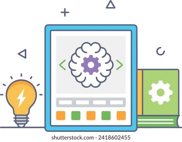 Artificial intelligence technology icon symbol vector image. Illustration of artificial intelligence futuristic information human learning software design image