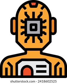 Icono de tecnología de inteligencia artificial símbolo de imagen vectorial. Ilustración de la inteligencia artificial información futurista del software de aprendizaje humano diseño de imagen
