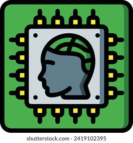 Artificial intelligence technology icon symbol vector image. Illustration of artificial intelligence futuristic information human learning software design image