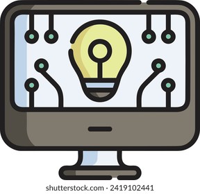 Artificial intelligence technology icon symbol vector image. Illustration of artificial intelligence futuristic information human learning software design image