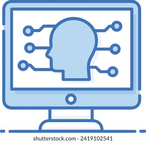 Icono de tecnología de inteligencia artificial símbolo de imagen vectorial. Ilustración de la inteligencia artificial información futurista del software de aprendizaje humano diseño de imagen