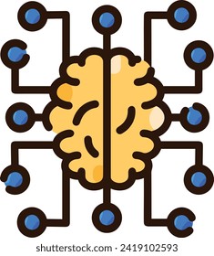 Artificial intelligence technology icon symbol vector image. Illustration of artificial intelligence futuristic information human learning software design image
