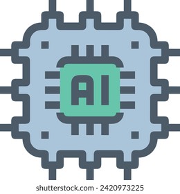 Icono de tecnología de inteligencia artificial símbolo de imagen vectorial. Ilustración de la inteligencia artificial información futurista del software de aprendizaje humano diseño de imagen