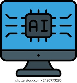 Icono de tecnología de inteligencia artificial símbolo de imagen vectorial. Ilustración de la inteligencia artificial información futurista del software de aprendizaje humano diseño de imagen