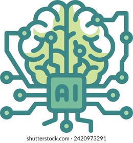 Artificial intelligence technology icon symbol vector image. Illustration of artificial intelligence futuristic information human learning software design image