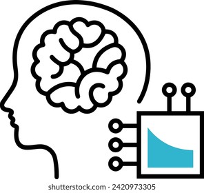 Icono de tecnología de inteligencia artificial símbolo de imagen vectorial. Ilustración de la inteligencia artificial información futurista del software de aprendizaje humano diseño de imagen