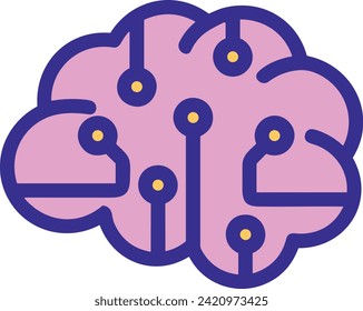Artificial intelligence technology icon symbol vector image. Illustration of artificial intelligence futuristic information human learning software design image