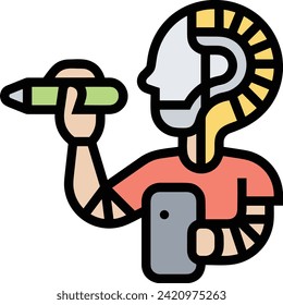 Artificial intelligence technology icon symbol vector image. Illustration of artificial intelligence futuristic information human learning software design image