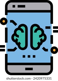 Artificial intelligence technology icon symbol vector image. Illustration of artificial intelligence futuristic information human learning software design image