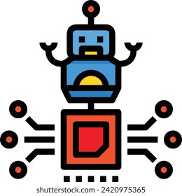 Artificial intelligence technology icon symbol vector image. Illustration of artificial intelligence futuristic information human learning software design image