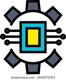 Artificial intelligence technology icon symbol vector image. Illustration of artificial intelligence futuristic information human learning software design image