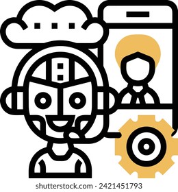 Artificial intelligence technology icon symbol vector image. Illustration of artificial intelligence futuristic information human learning software design image