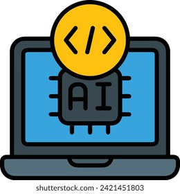 Artificial intelligence technology icon symbol vector image. Illustration of artificial intelligence futuristic information human learning software design image