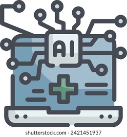 Artificial intelligence technology icon symbol vector image. Illustration of artificial intelligence futuristic information human learning software design image
