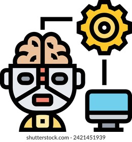 Artificial intelligence technology icon symbol vector image. Illustration of artificial intelligence futuristic information human learning software design image