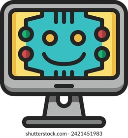Icono de tecnología de inteligencia artificial símbolo de imagen vectorial. Ilustración de la inteligencia artificial información futurista del software de aprendizaje humano diseño de imagen