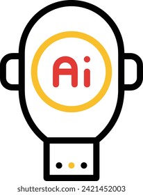 Icono de tecnología de inteligencia artificial símbolo de imagen vectorial. Ilustración de la inteligencia artificial información futurista del software de aprendizaje humano diseño de imagen