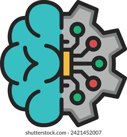 Artificial intelligence technology icon symbol vector image. Illustration of artificial intelligence futuristic information human learning software design image