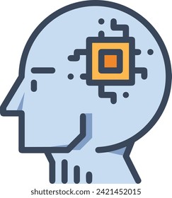 Artificial intelligence technology icon symbol vector image. Illustration of artificial intelligence futuristic information human learning software design image