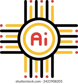 Artificial intelligence technology icon symbol vector image. Illustration of artificial intelligence futuristic information human learning software design image