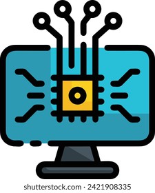 Artificial intelligence technology icon symbol vector image. Illustration of artificial intelligence futuristic information human learning software design image