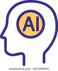 Artificial intelligence technology icon symbol vector image. Illustration of artificial intelligence futuristic information human learning software design image