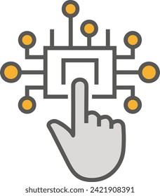 Artificial intelligence technology icon symbol vector image. Illustration of artificial intelligence futuristic information human learning software design image