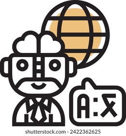 Artificial intelligence technology icon symbol vector image. Illustration of artificial intelligence futuristic information human learning software design image
