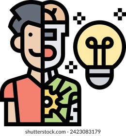 Artificial intelligence technology icon symbol vector image. Illustration of artificial intelligence futuristic information human learning software design image
