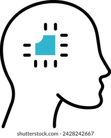 Imagen vectorial de icono de tecnología de inteligencia artificial. Ilustración de inteligencia artificial información futurista software de aprendizaje humano diseño de imagen