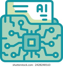 Artificial intelligence technology icon symbol vector image. Illustration of artificial intelligence futuristic information human learning software design image