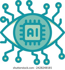 Artificial intelligence technology icon symbol vector image. Illustration of artificial intelligence futuristic information human learning software design image