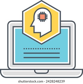 Artificial intelligence technology icon symbol vector image. Illustration of artificial intelligence futuristic information human learning software design image