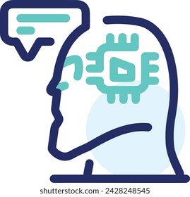 Artificial intelligence technology icon symbol vector image. Illustration of artificial intelligence futuristic information human learning software design image