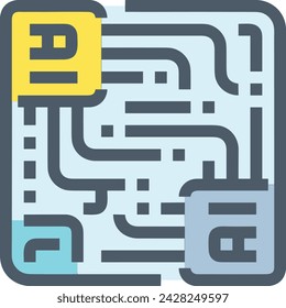 Artificial intelligence technology icon symbol vector image. Illustration of artificial intelligence futuristic information human learning software design image