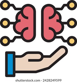 Artificial intelligence technology icon symbol vector image. Illustration of artificial intelligence futuristic information human learning software design image