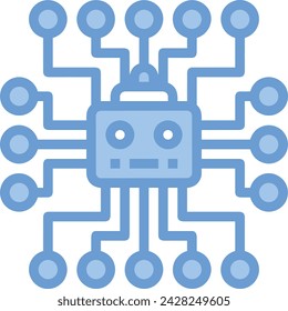 Artificial intelligence technology icon symbol vector image. Illustration of artificial intelligence futuristic information human learning software design image