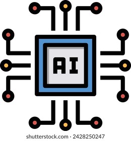 Artificial intelligence technology icon symbol vector image. Illustration of artificial intelligence futuristic information human learning software design image