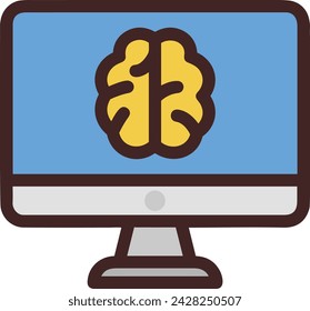 Artificial intelligence technology icon symbol vector image. Illustration of artificial intelligence futuristic information human learning software design image