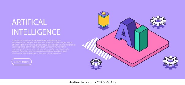 Artificial intelligence technology isometric illustration. Vector design for landing page, web, website, mobile apps, poster, flyer