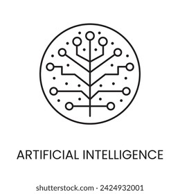 Inteligencia artificial, icono de línea de tecnología en vector con trazo editable para embalaje