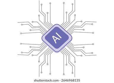 Artificial intelligence technology microchip circuit board vector illustration.