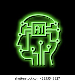 tecnología de inteligencia artificial vector de señal de luz de neón. ilustración de tecnología de inteligencia artificial