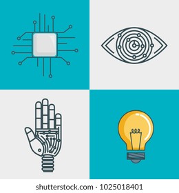 artificial intelligence technology set icons