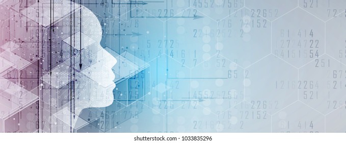 Artificial intelligence. Technology web background. Virtual concept